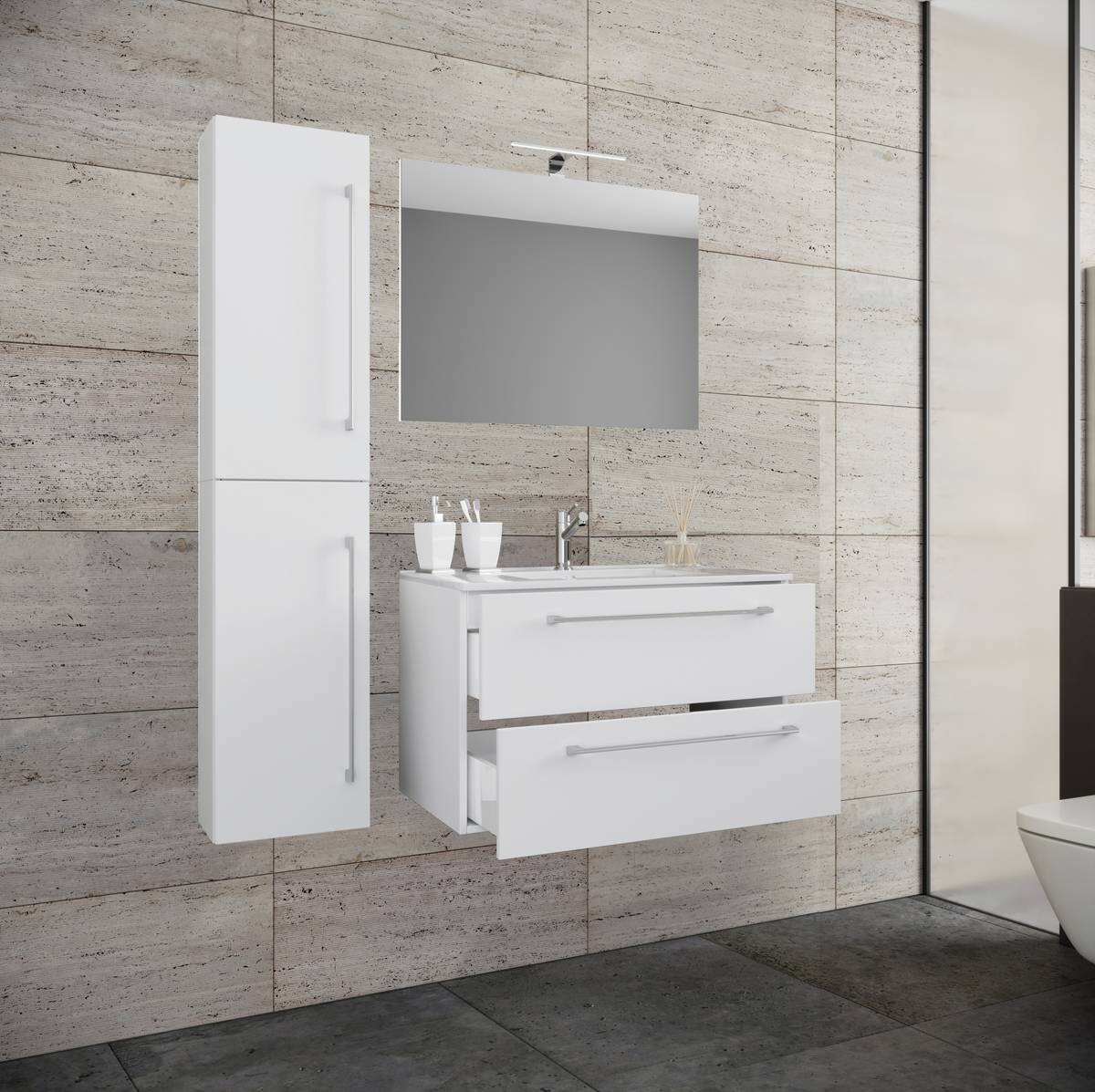 Waschplatz 4tlg-Badinos weiß B/H/T: ca. 81x52x46 cm
