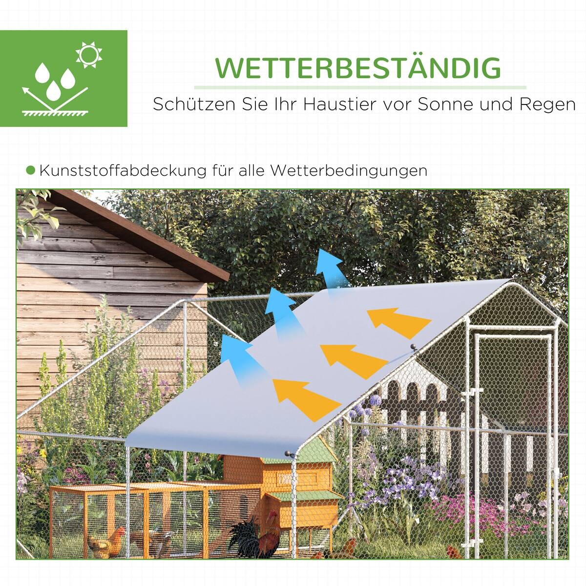 PawHut Stall grau Edelstahl B/H/L: ca. 400x300x200 cm