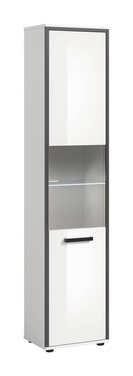 Midischrank KOJAK weiß Hochglanz anthrazit grau B/H/T: ca. 40x188x34 cm