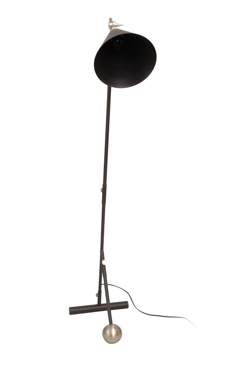 Kayoom Stehlampe schwarz silber Messing Eisen Aluminium B/H/L: ca. 32x144x59 cm E27 1 Brennstellen