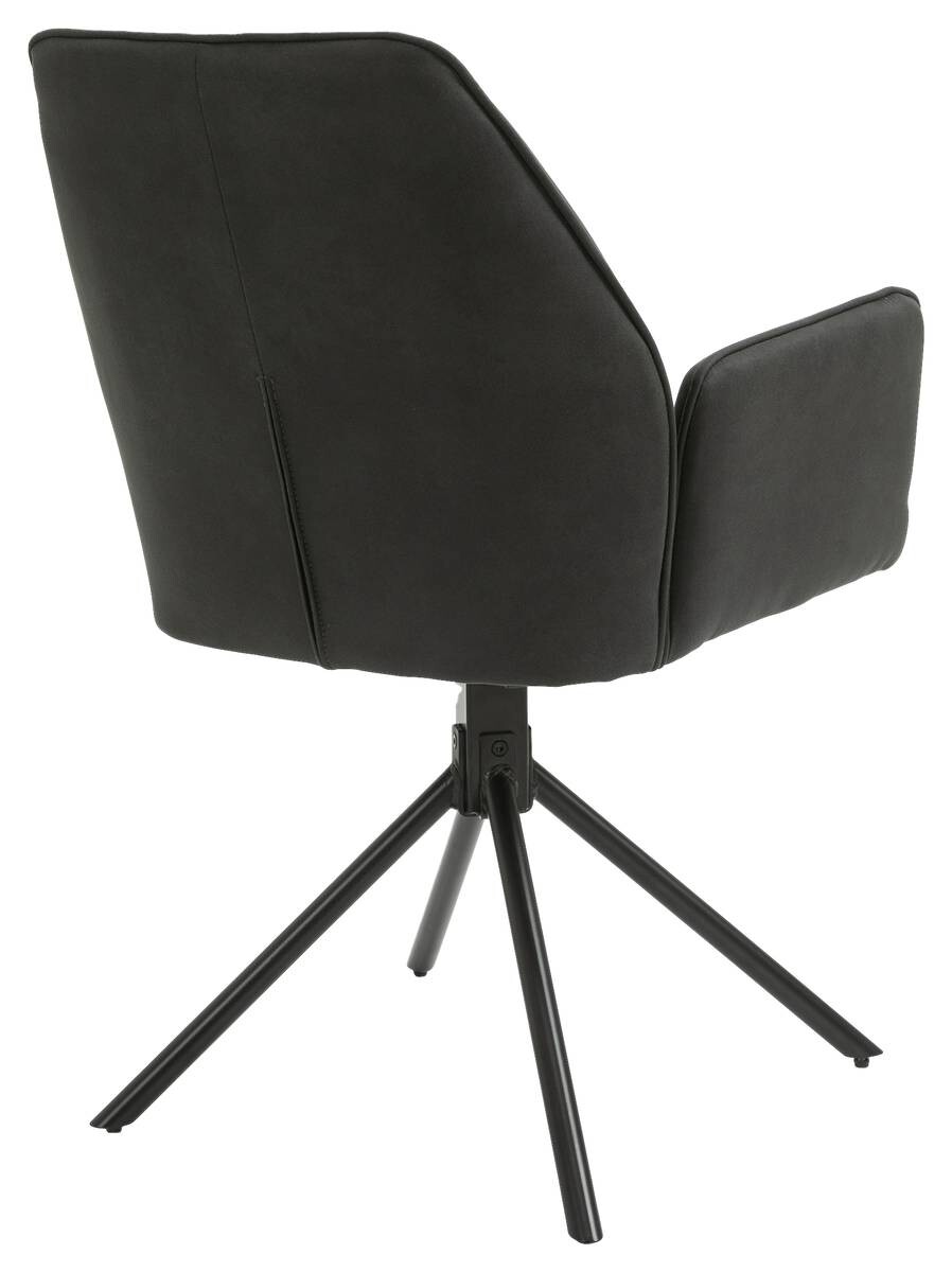 Stuhl BLAIR 2er-Set anthrazit Vintage schwarz Stoff Metall B/H/T: ca. 57x89x61 cm