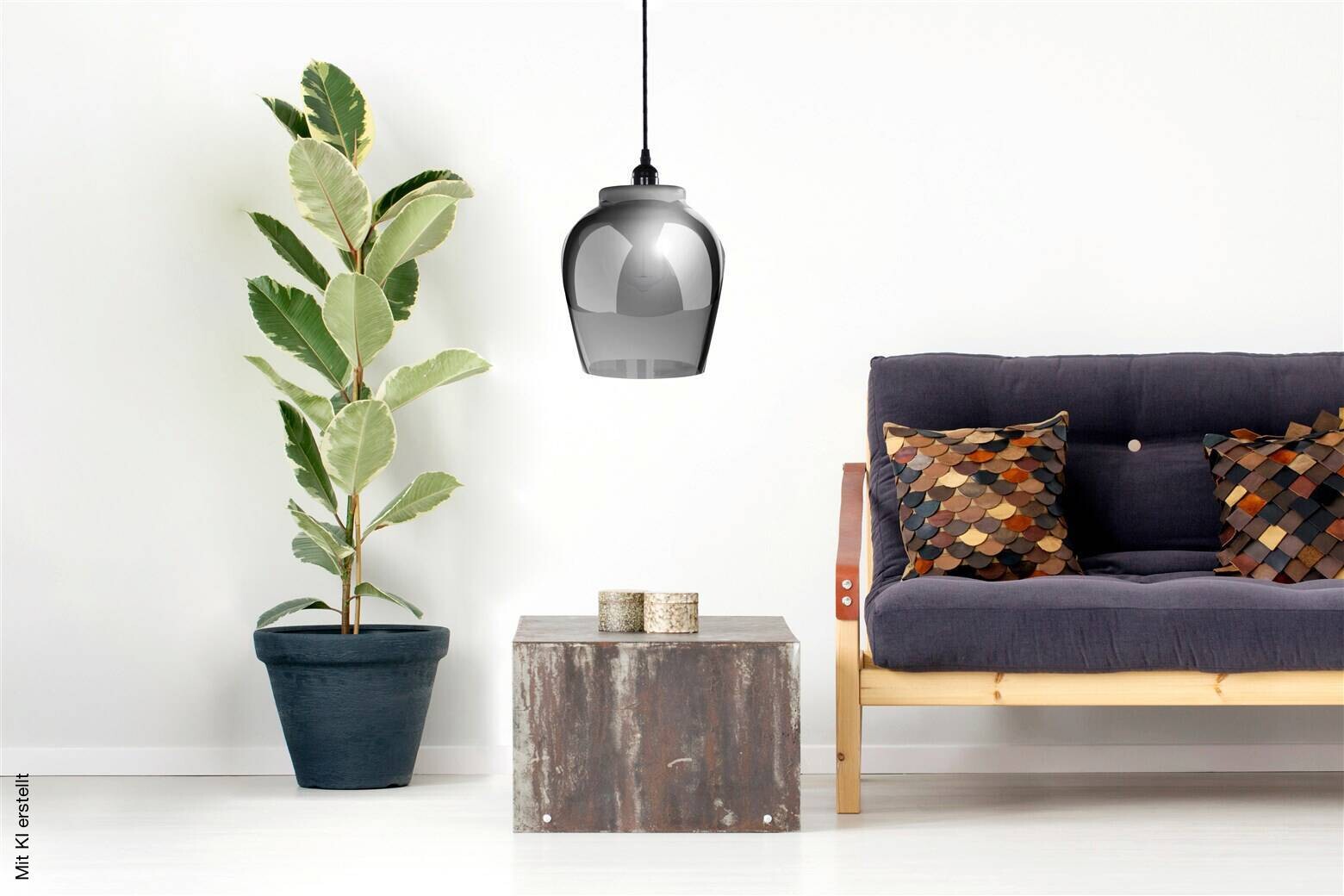 Kayoom Pendelleuchte grau schwarz Glas B/H/L: ca. 22x29x22 cm E27 1 Brennstellen