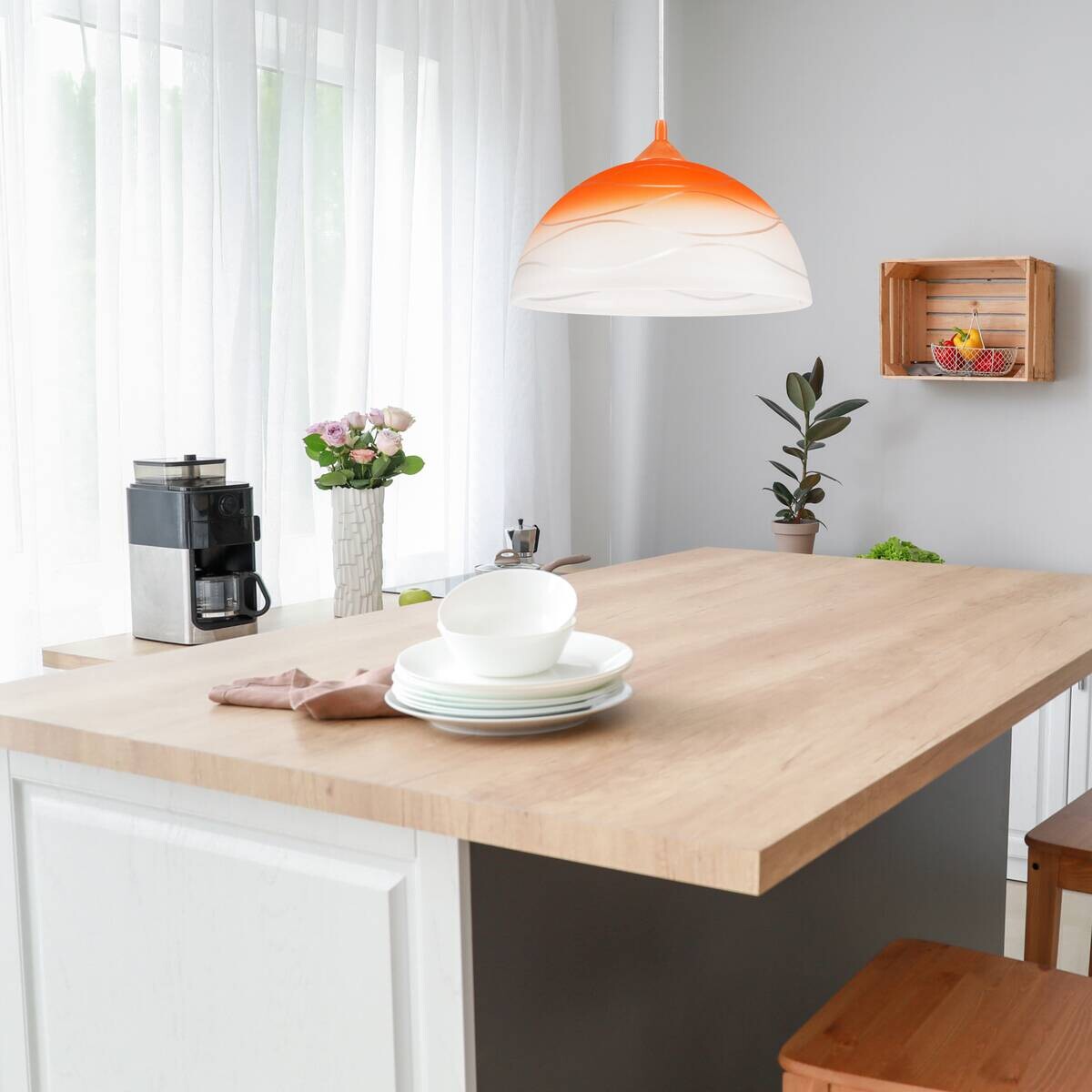 Lamkur Hängeleuchte orange Glas B/H/L: ca. 31x17x31 cm E27 1 Brennstellen