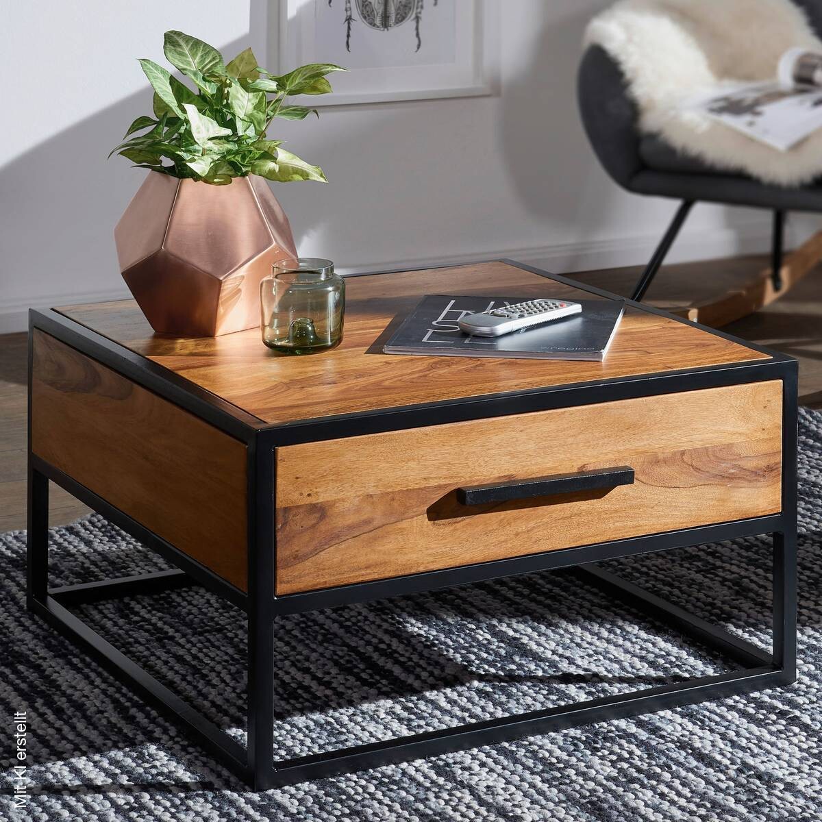 Couchtisch braun B/H/T: ca. 65x38x65 cm
