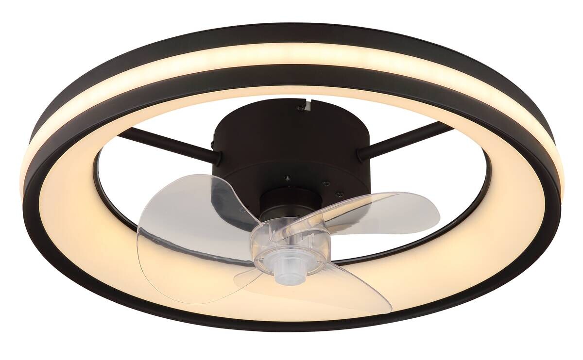 GLOBO LED-Deckenventilator Opal transparent schwarz H/D: ca. 15x49,5 cm max. 30 W
