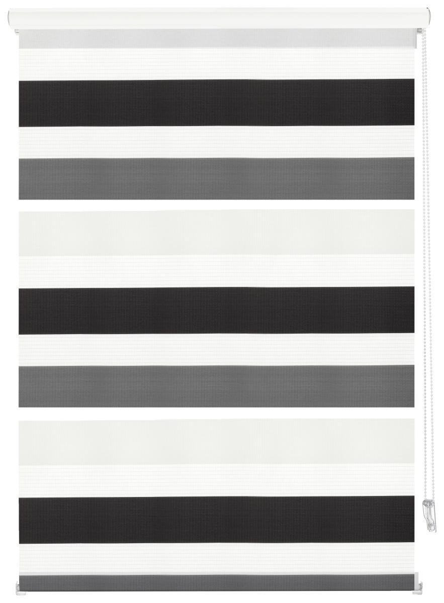 Boviva Doppelrollo mit Blende weiß grau schwarz 100% Polyester B/L: ca. 45x160 cm