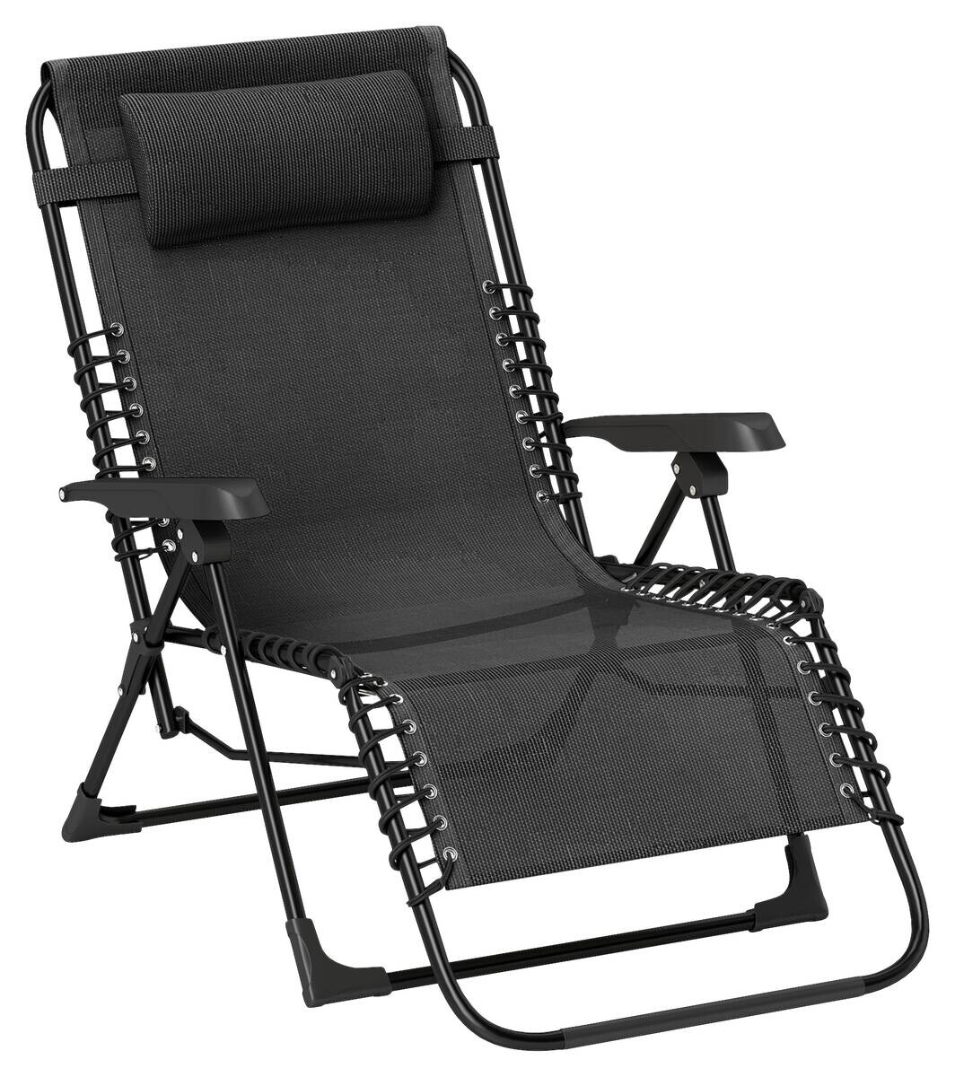 Outsunny Sonnenliege schwarz Metall B/H/L: ca. 65x112x90 cm