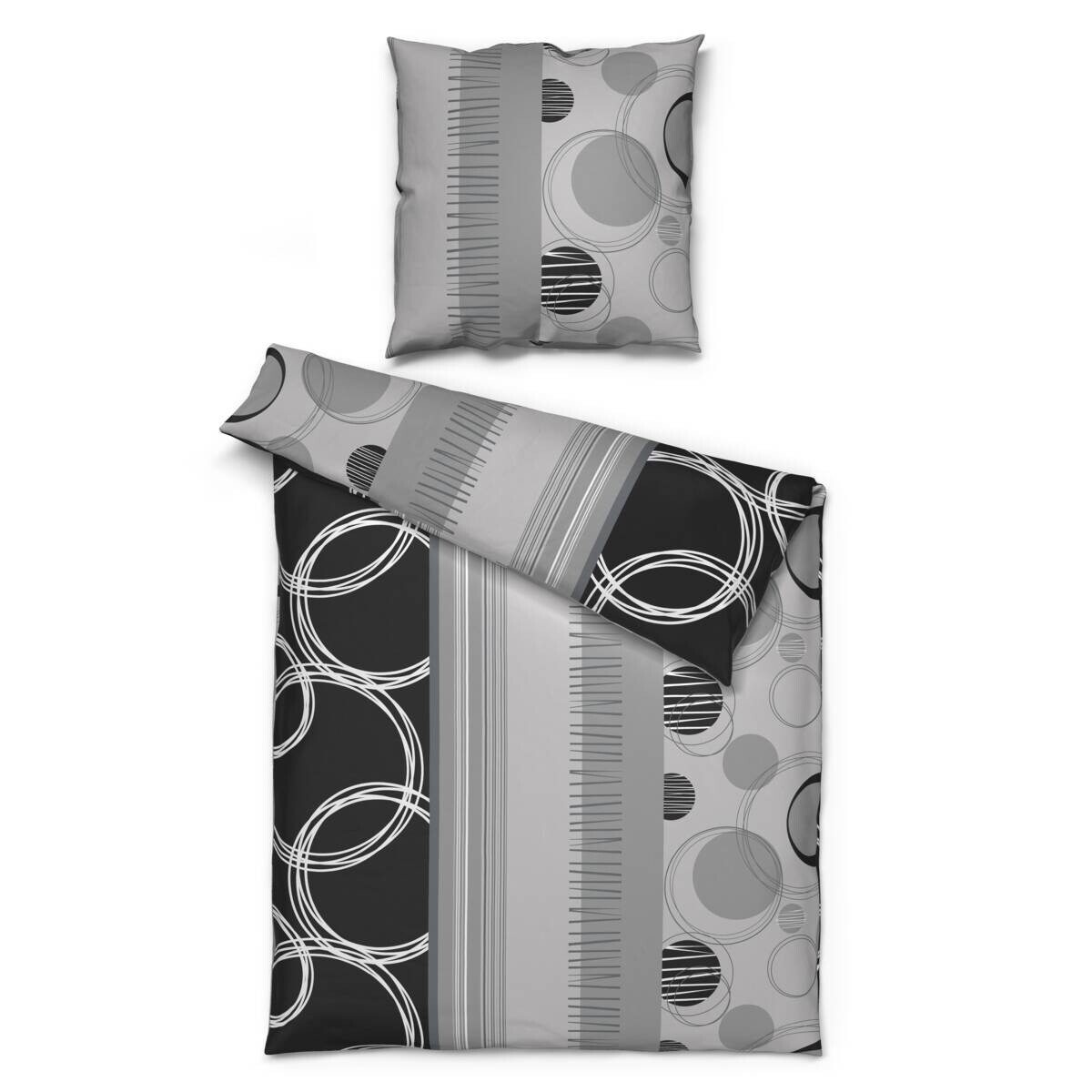 Baumwoll Bettwäsche Biber schwarz 40% Polyester, 60% Baumwolle B/L: ca. 135x200 cm