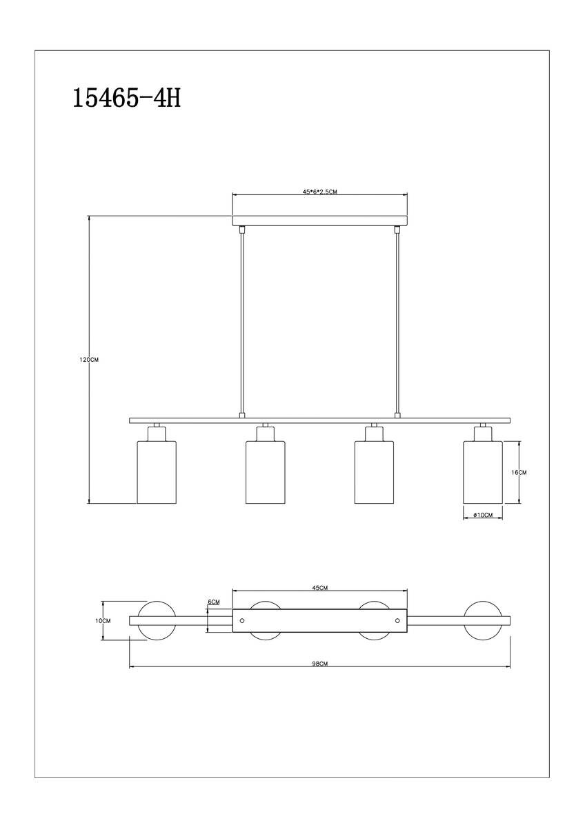 GLOBO Pendelleuchte Hadera schwarz Rauch Metall Glas B/H/L: ca. 10x120x98 cm E27 4 Brennstellen