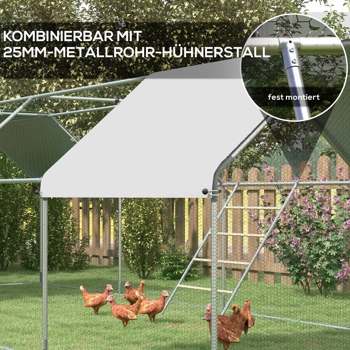 PawHut Sitzleiter für Hühner Holzoptik Stahl B/H/L: ca. 86x2,5x140 cm