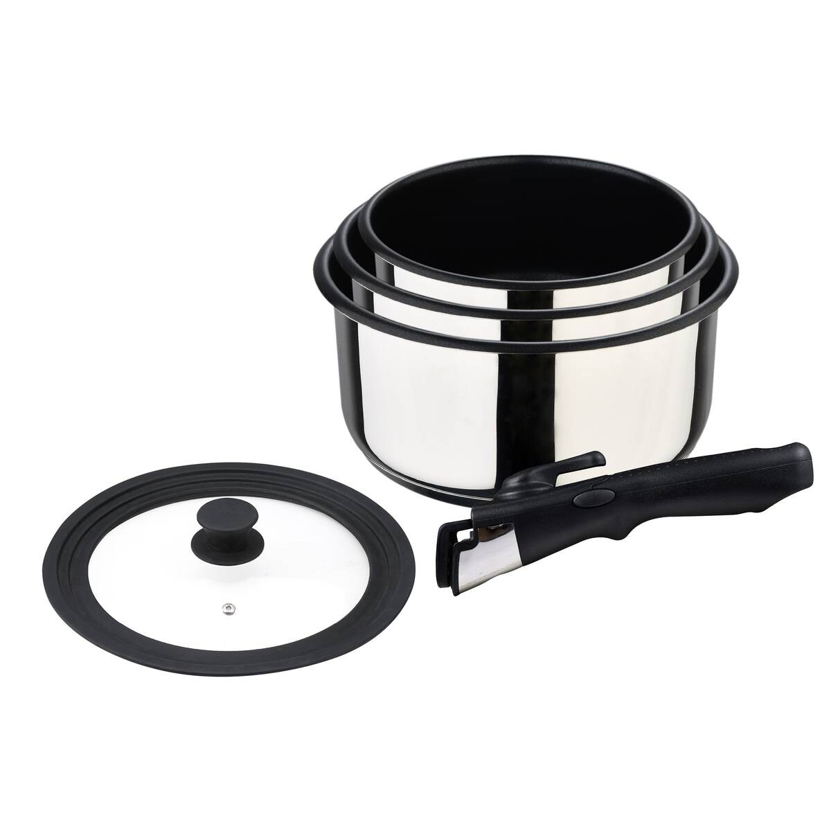 BERGNER Pfannenset Click & cook silber Edelstahl 6 tlg.