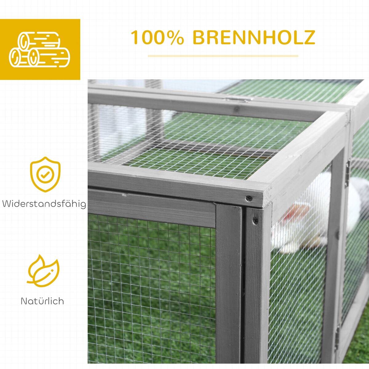 PawHut Kleintiergehege grau Holz B/H/L: ca. 100x48x181 cm