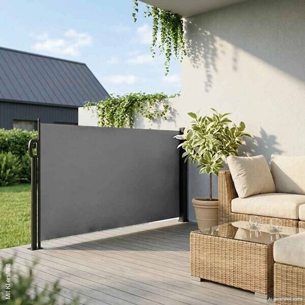 vidaXL Seitenmarkise anthrazit 100% Polyester B/H/T/L: ca. 117x120x300x300 cm