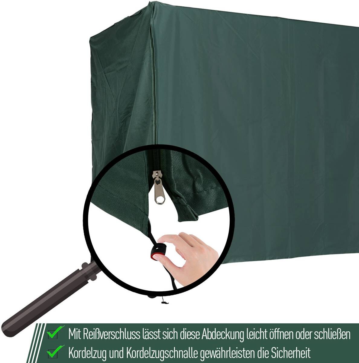 Outsunny Abdeckung für Hollywoodschaukel dunkelgrün Polyester-Mischgewebe B/H/L: ca. 124x164x205 cm