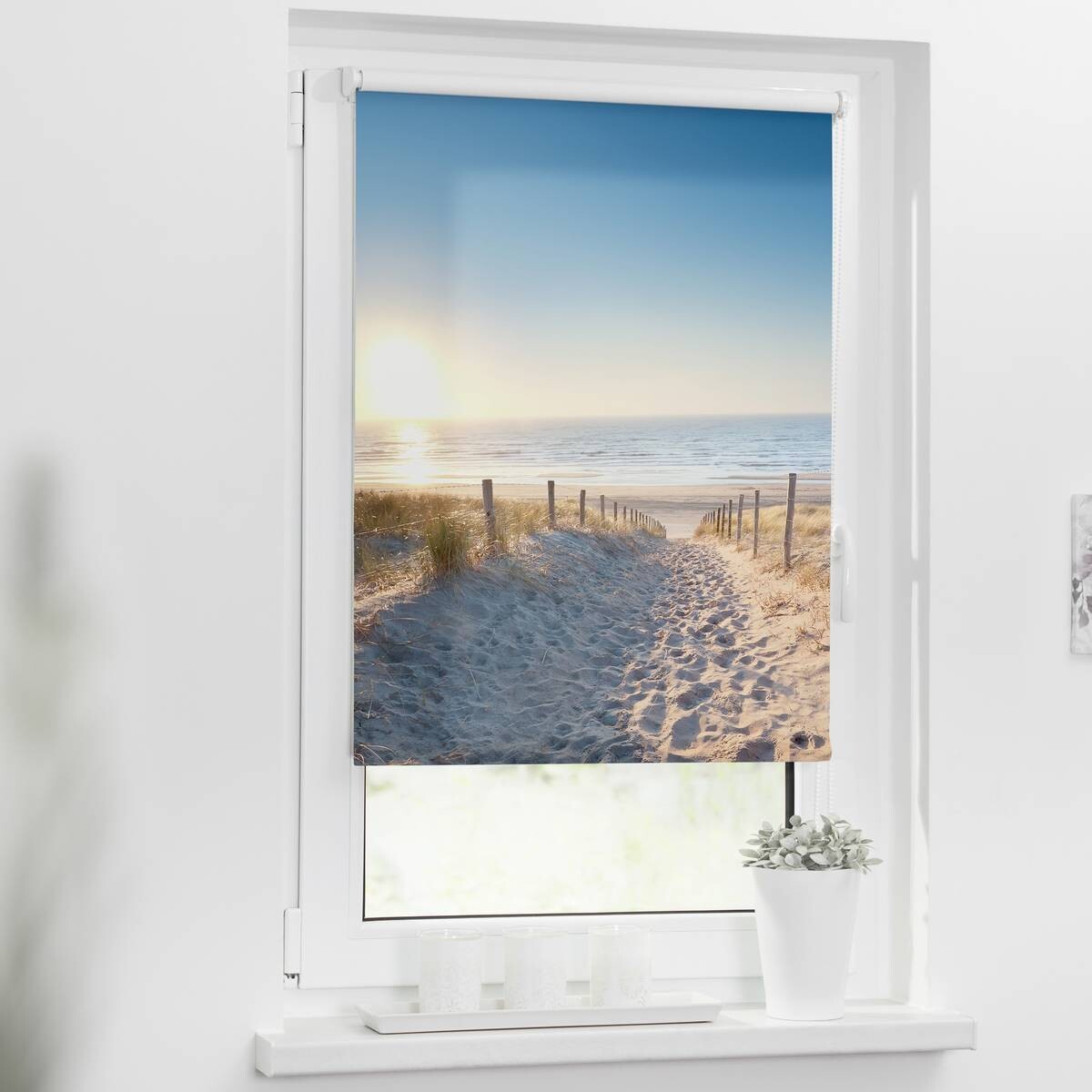 LICHTBLICK Verdunkelungsrollo Ostseestrand blau B/L: ca. 80x150 cm