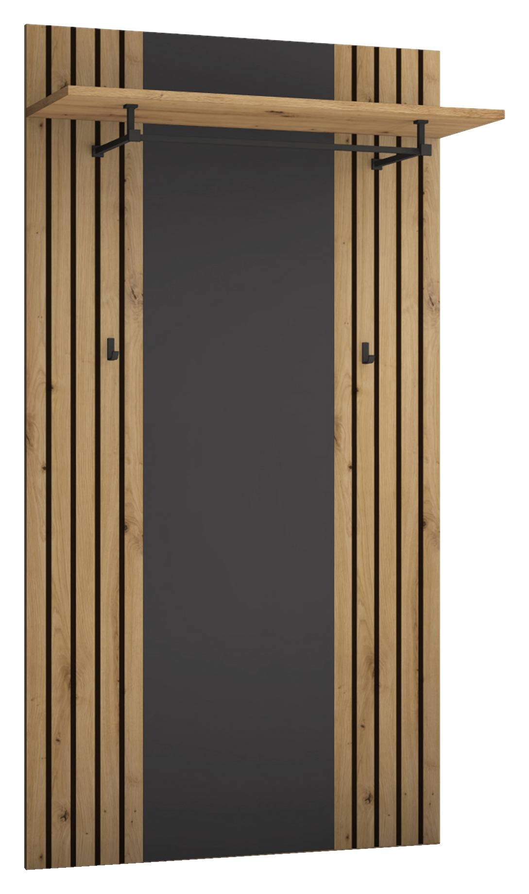 Garderobenpaneel Lagos Eiche Artisan Nachbildung anthrazit B/H/T: ca. 80x150x28 cm