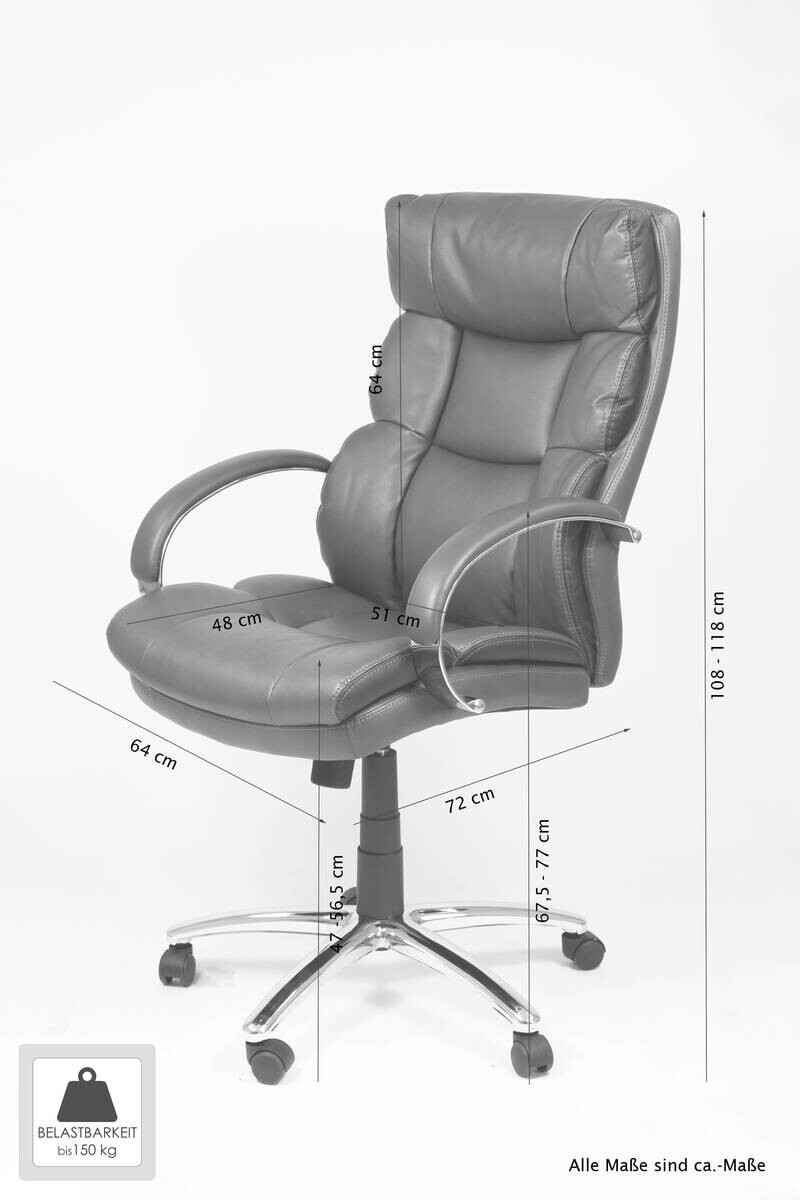 XXL-Chefsessel PAUL-XXL grau Chrom Kunstleder Metall