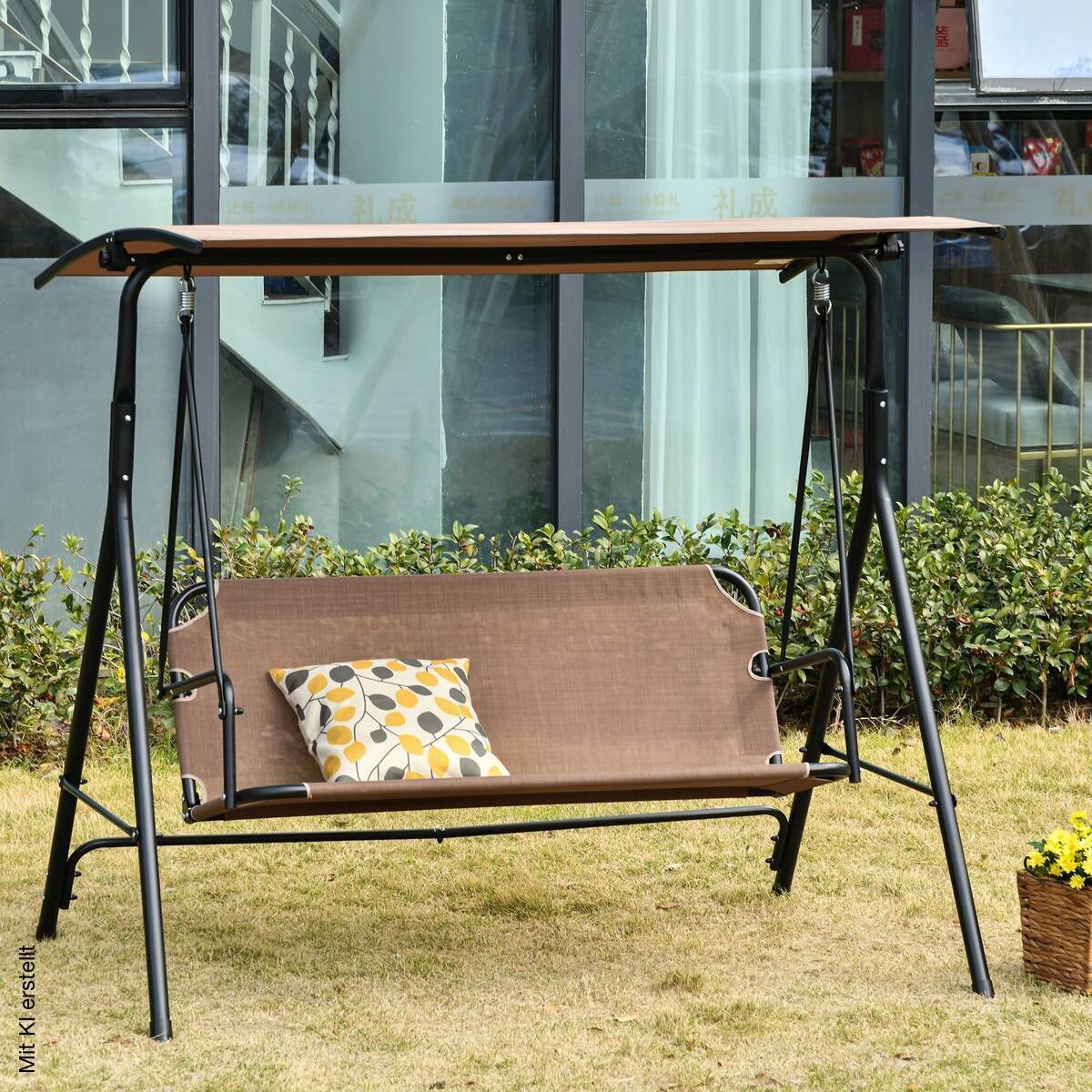 Outsunny Hollywoodschaukel braun Metall B/H/L: ca. 110x155x172 cm