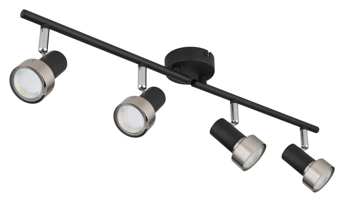 GLOBO Spot mattschwarz Chrom nickel matt Metall B/H/T: ca. 60x13,5x8,5 cm GU10 4 Brennstellen