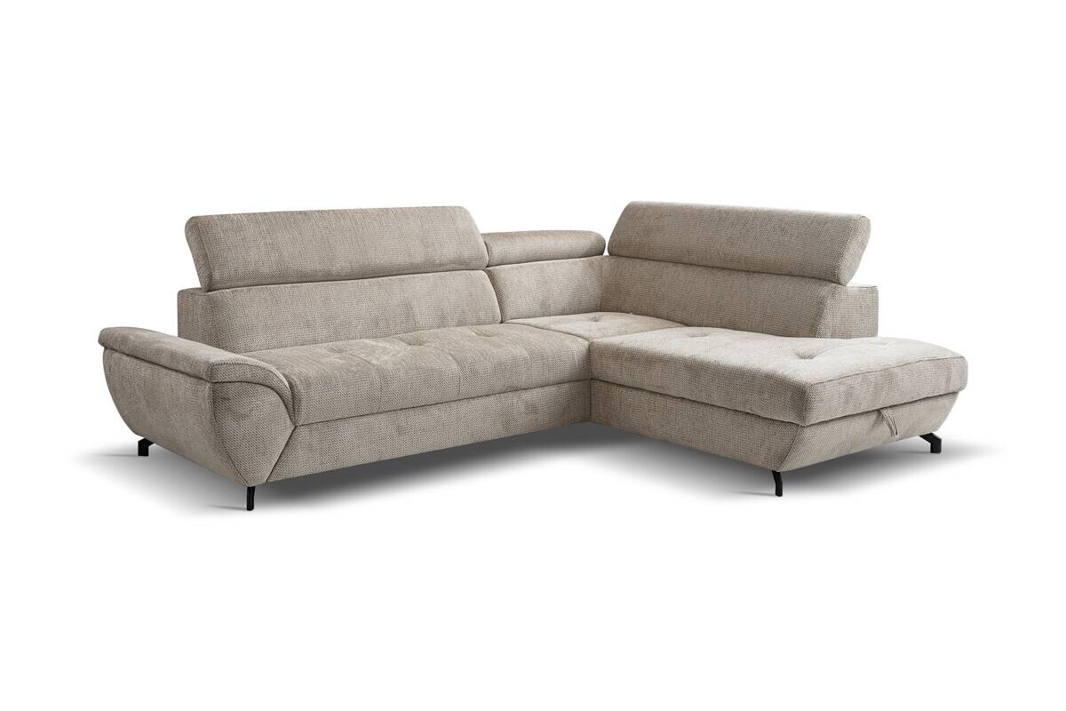 Ecksofa mit Bettfunktion und Bettkasten Greige Microfaser B/H/T: ca. 263x77x210 cm
