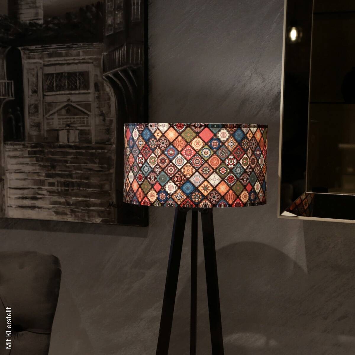 Opviq Stehlampe AYD-2581 beige PVC B/H/T/L/D: ca. 38x140x38x38x38 cm E27 1 Brennstellen