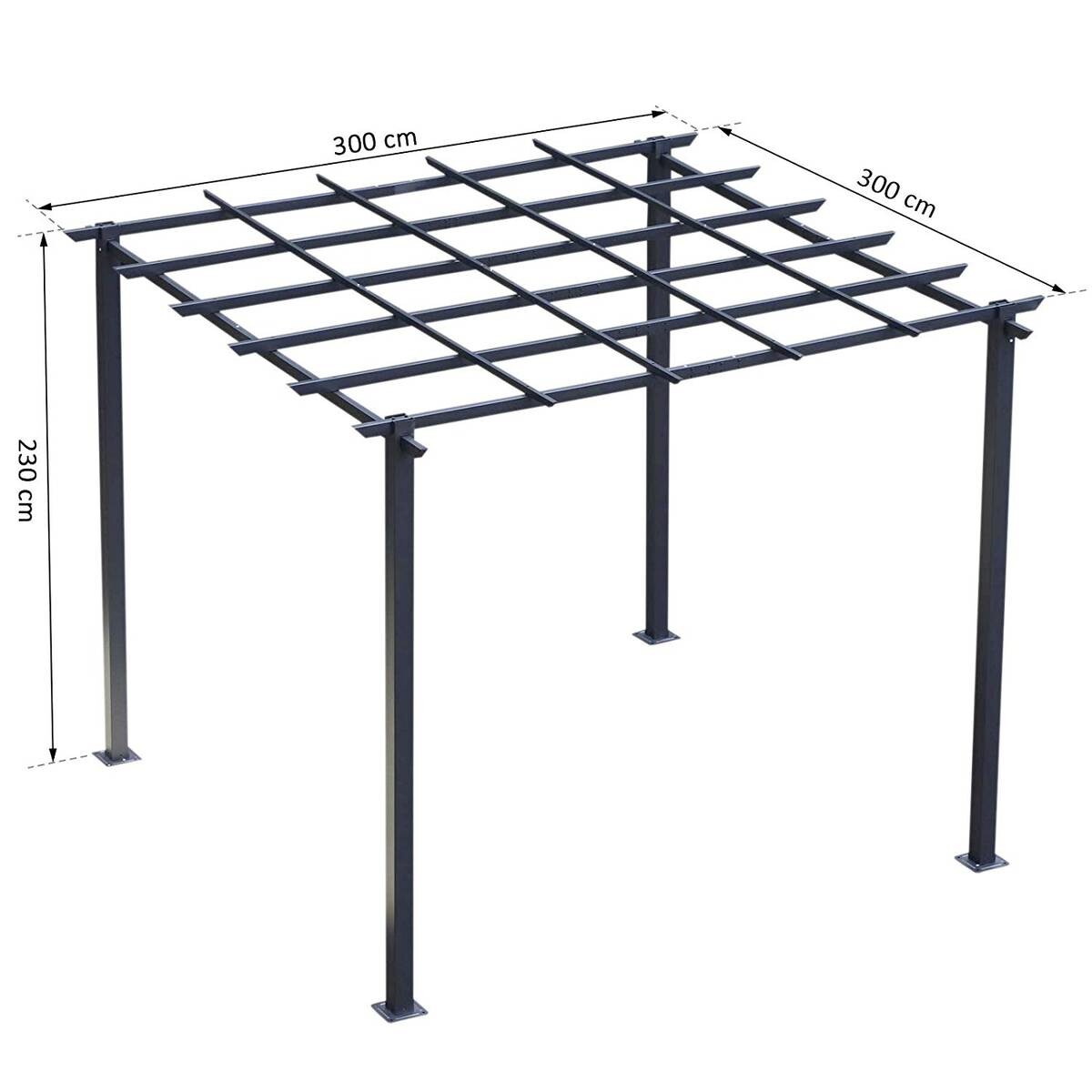 Outsunny Rosenpavillon schwarz Metall B/H/L: ca. 295x230x297 cm