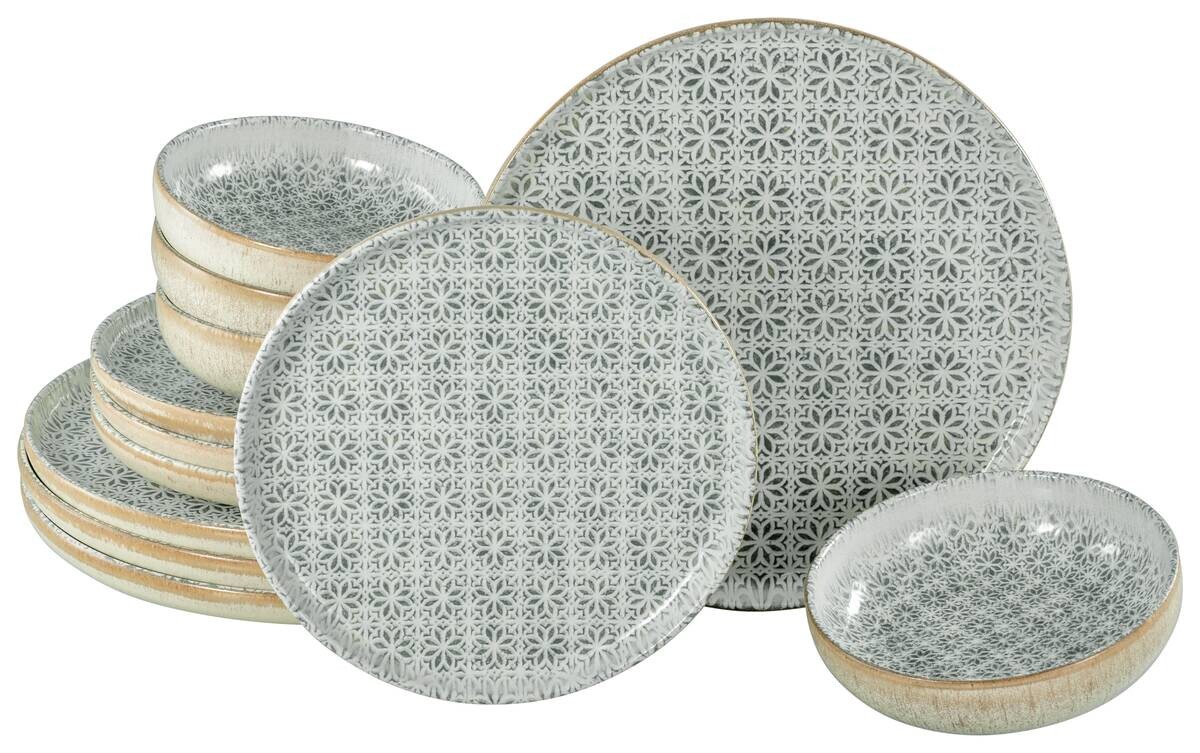 CreaTable Tafelservice Uno Emiliana grau Steinzeug 12 tlg.
