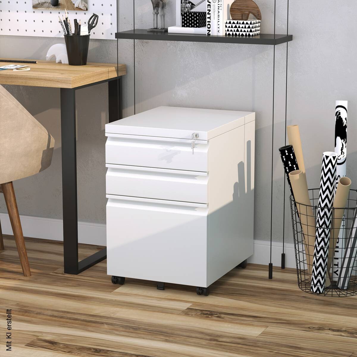 Rollcontainer 924-024WT weiß B/H/T: ca. 39x60x48 cm
