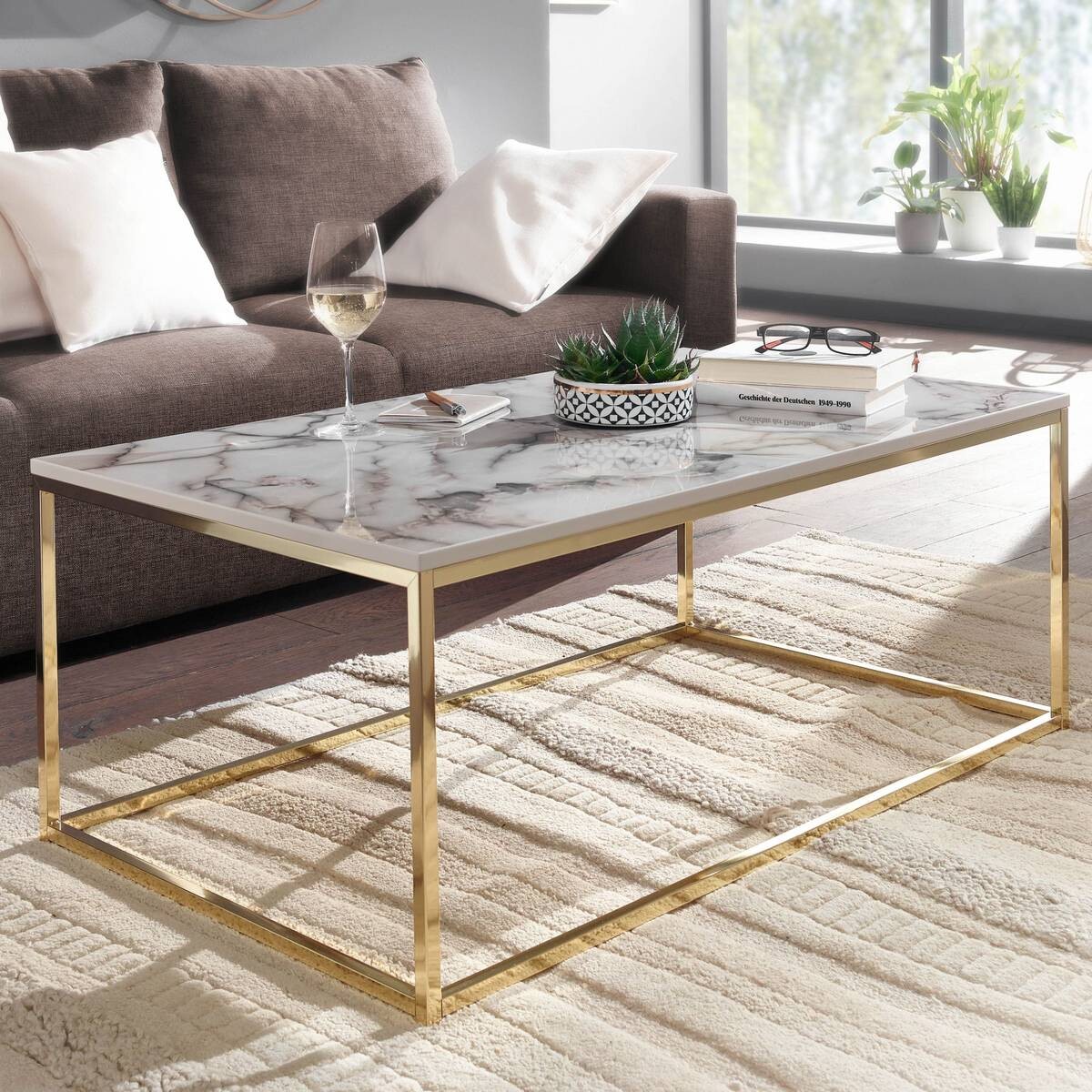 Wohnling Couchtisch weiß B/H/T: ca. 60x40x100 cm