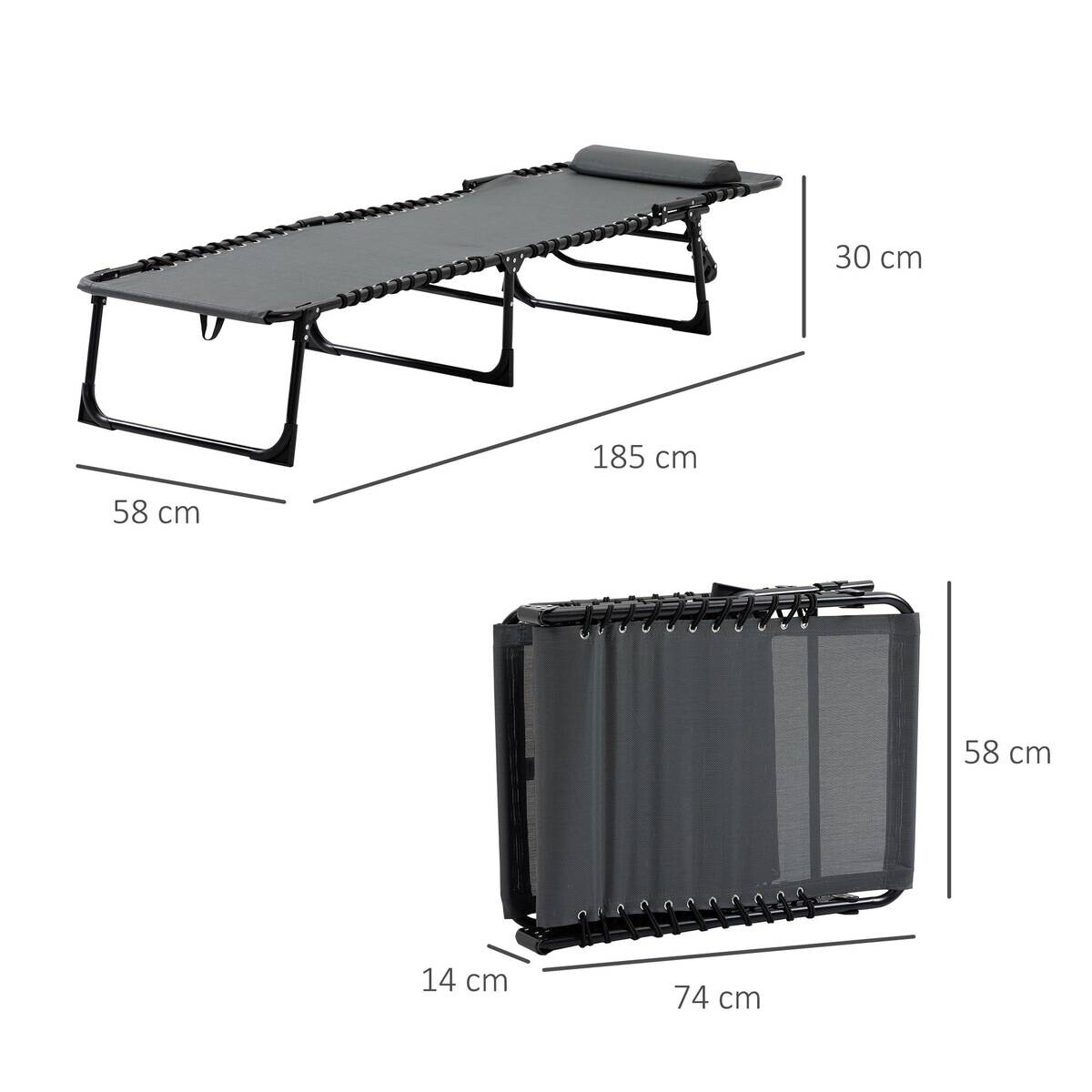 Outsunny Sonnenliege grau Stahl B/H/L: ca. 58x30x185 cm