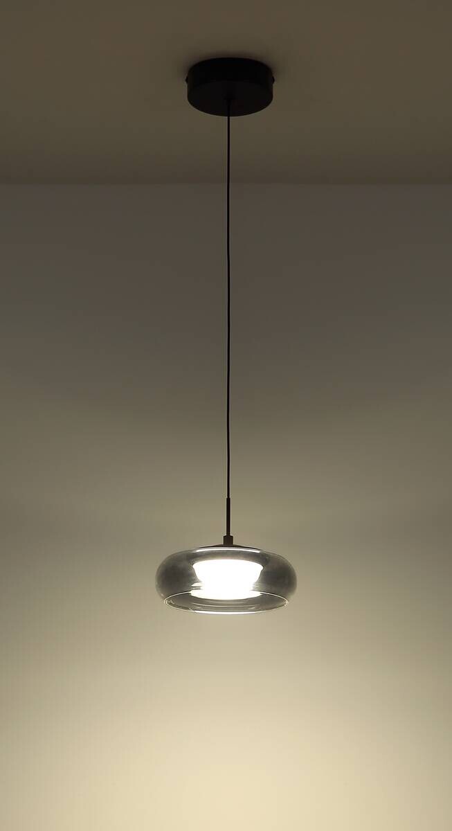 GLOBO Hängeleuchte schwarz Rauch Glas Metall B/H/L: ca. 26x18x26 cm