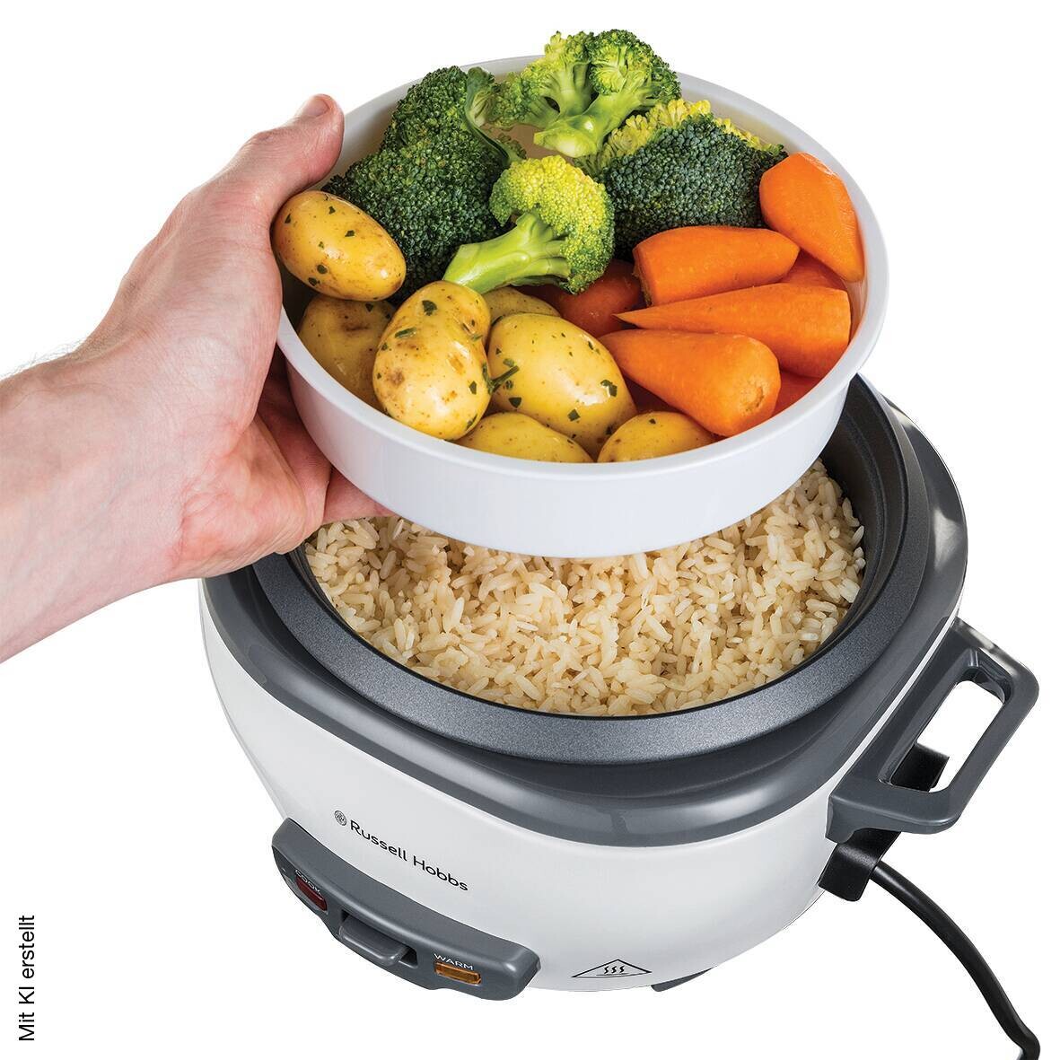 Russell Hobbs Reiskocher weiß Kunststoff Metall Glas B/H/L: ca. 21x19x15 cm