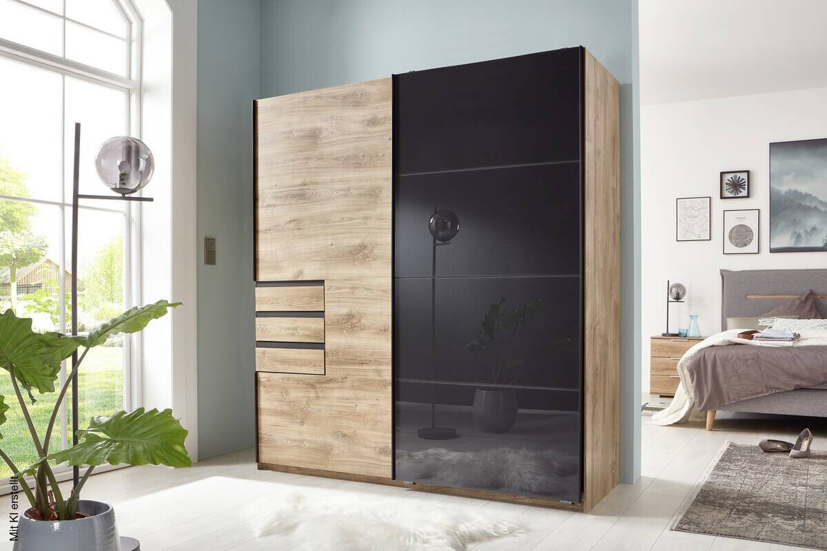 Schwebetürenschrank Oldenburg Eiche Artisan Nachbildung B/H/T: ca. 180x198x65 cm