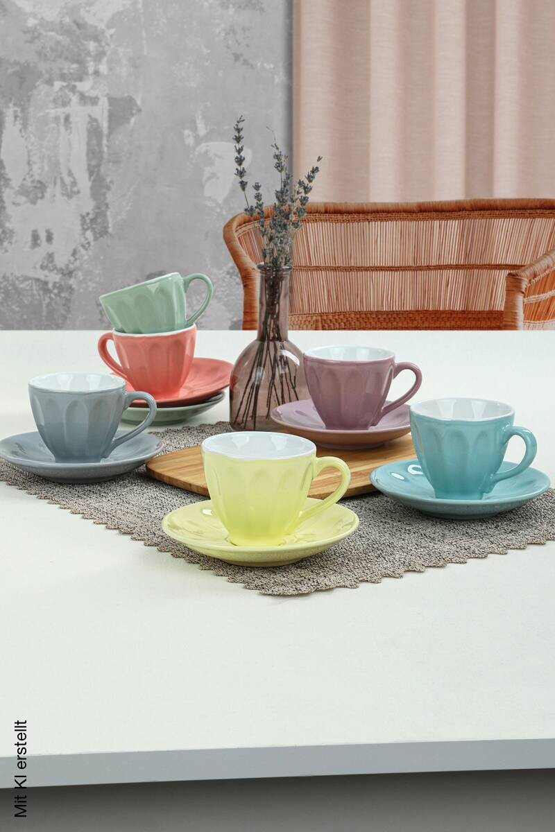 HermiaConcept Teetasse 12-tlg. mehrfarbig Steingut