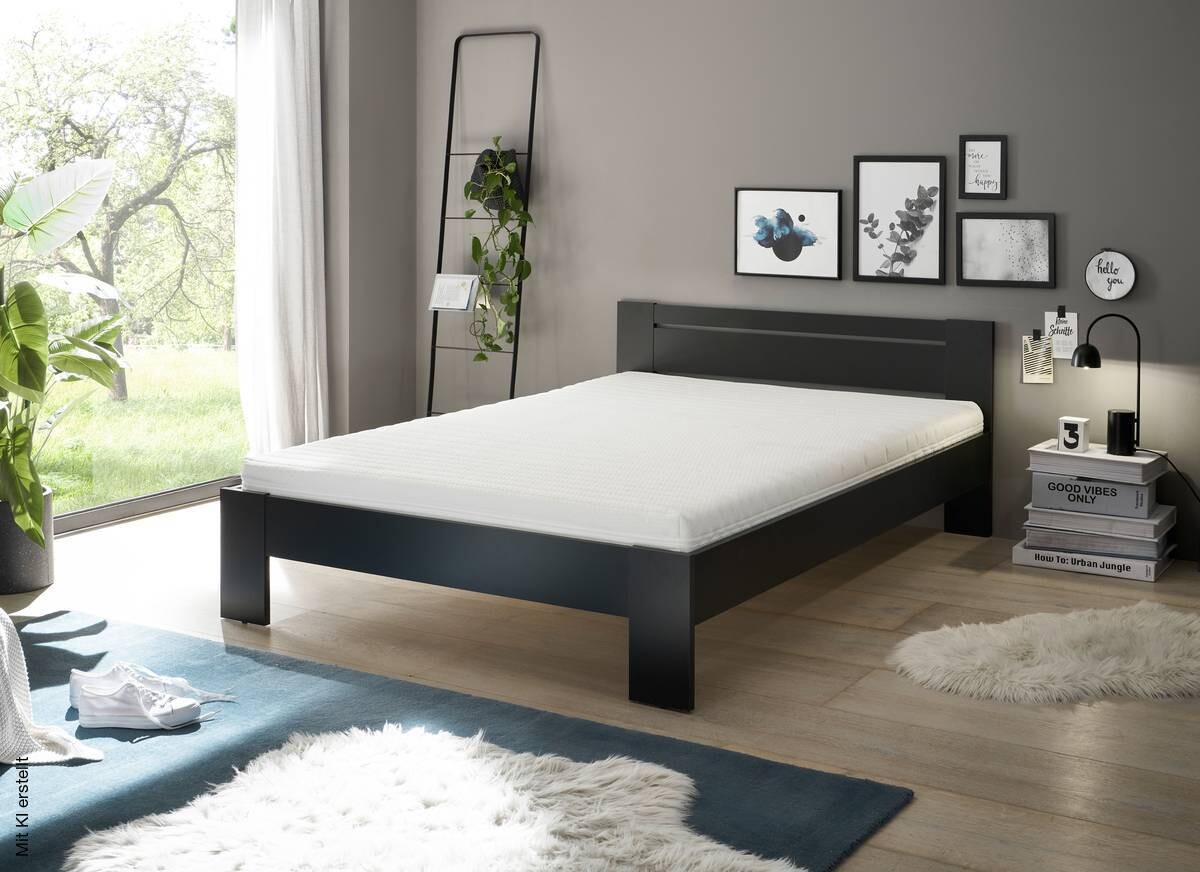 Futonbett Cannes schwarz Liegefläche B/L: ca. 140x200 cm | schwarz | 145,00/71,00/204,00 cm