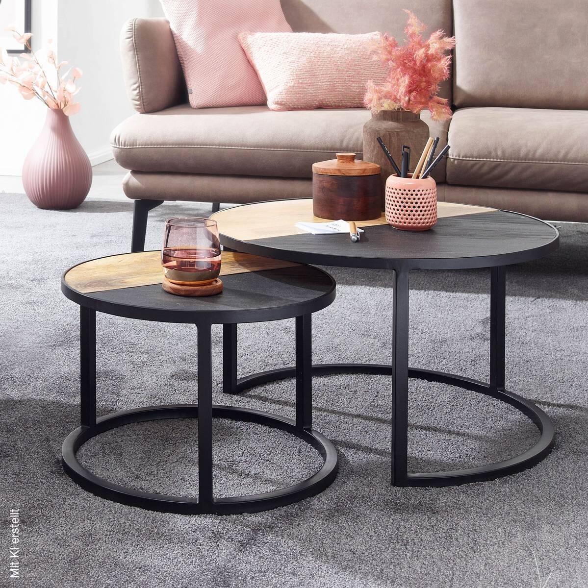 Couchtisch 2er-Set. schwarz B/H/T: ca. 60x36x60 cm
