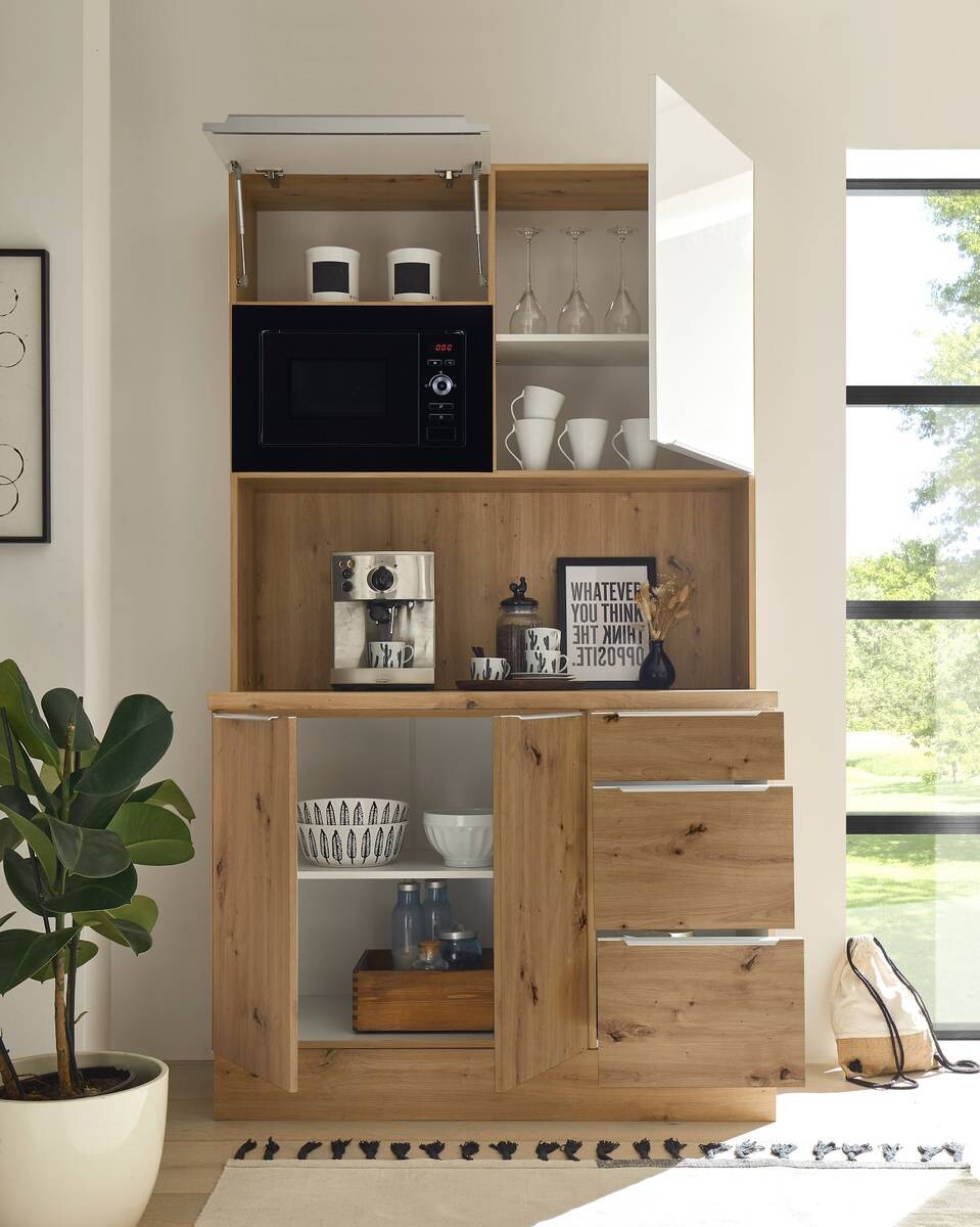 Respekta Küchenbuffet Marleen weiß Hochglanz B/H/T: ca. 120x211x60 cm