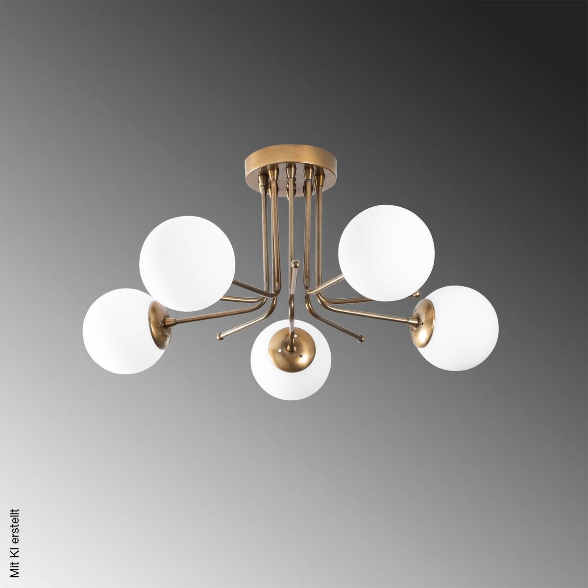 Opviq Deckenleuchte Daisy gold weiß Eisen B/H/T/L/D: ca. 80x34x80x80x80 cm E27 5 Brennstellen