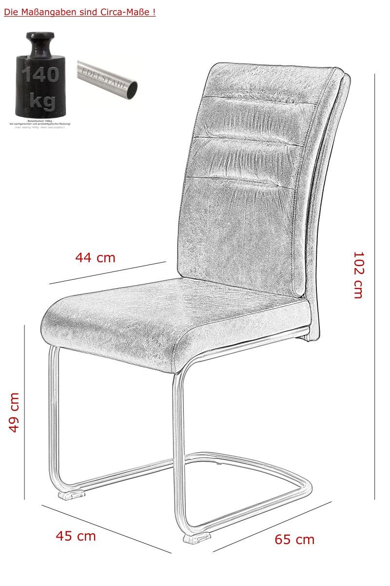 Schwingstuhl Paula 2er Set braun Vintage Microfaser B/H/T: ca. 45x102x65 cm
