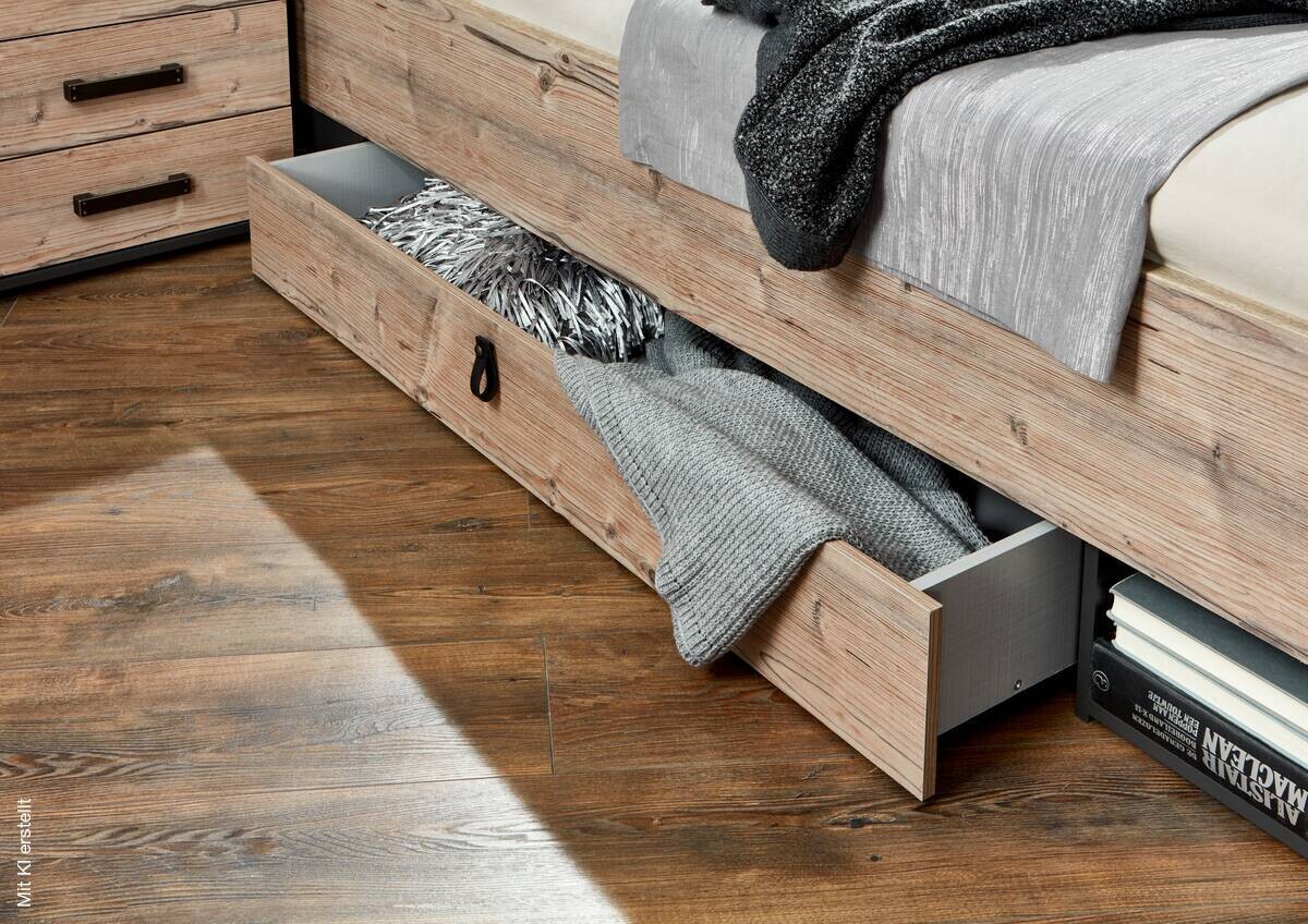 Bett Stockholm tanne Nachbildung Graphit B/H/T: ca. 189x96x210 cm
