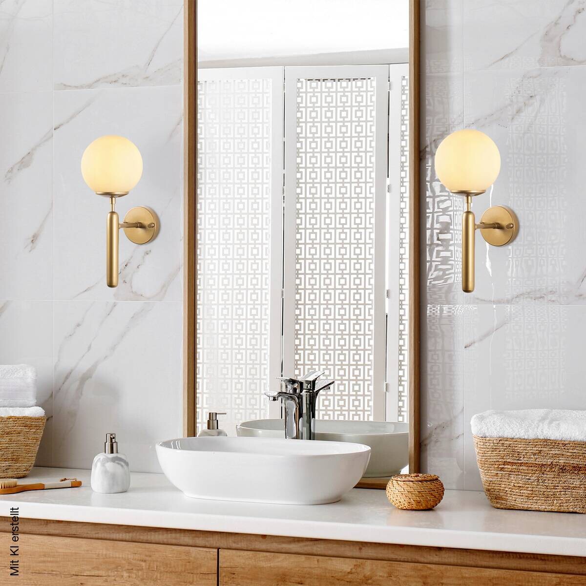 Opviq Wandleuchte gold Glas Metall B/H/L: ca. 20x40x15 cm E14 1 Brennstellen