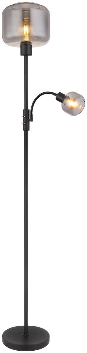 GLOBO Stehlampe grau mattschwarz Metall Glas H/D: ca. 165x25 cm E27 1 Brennstellen