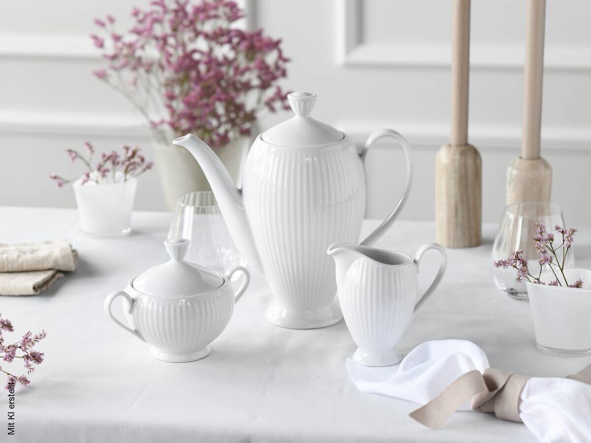 CreaTable Kaffeegarnitur Valencia weiß Porzellan