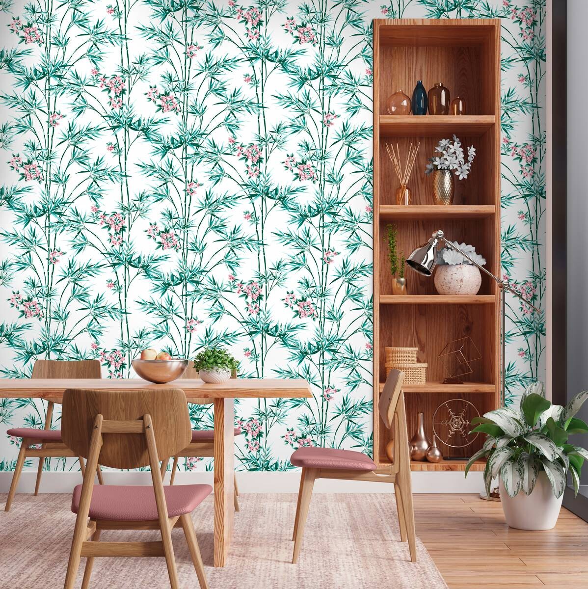 UGEPA Vliestapete Bambus weiß grün B/L: ca. 53x1005 cm