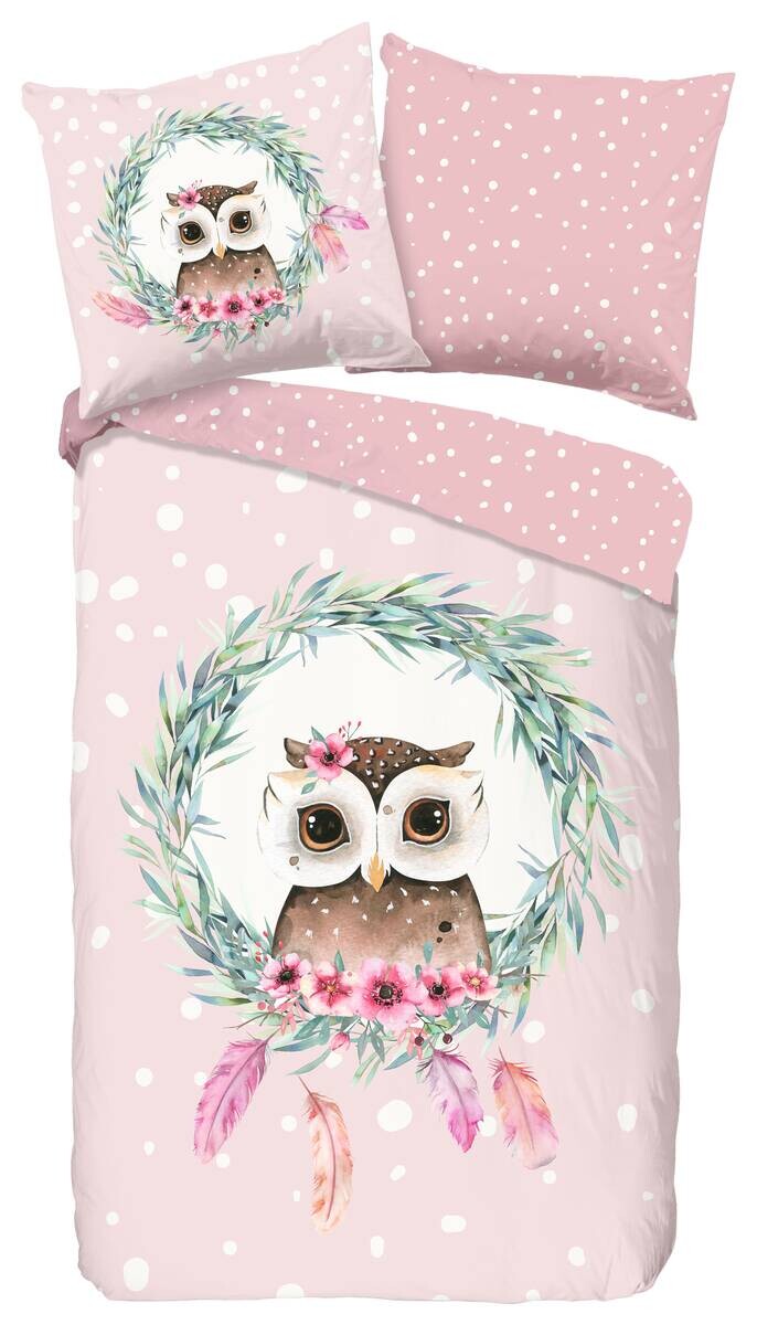 Baumwoll Bettwäsche Owli pink Baumwolle B/L: ca. 135x200 cm