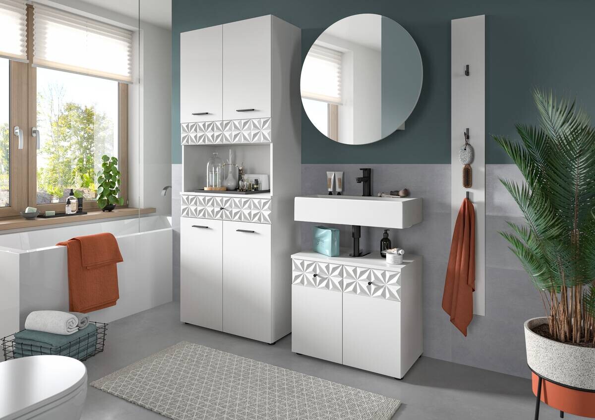 Badezimmer-Set Prisma weiß B/H/T: ca. 60x187x37 cm