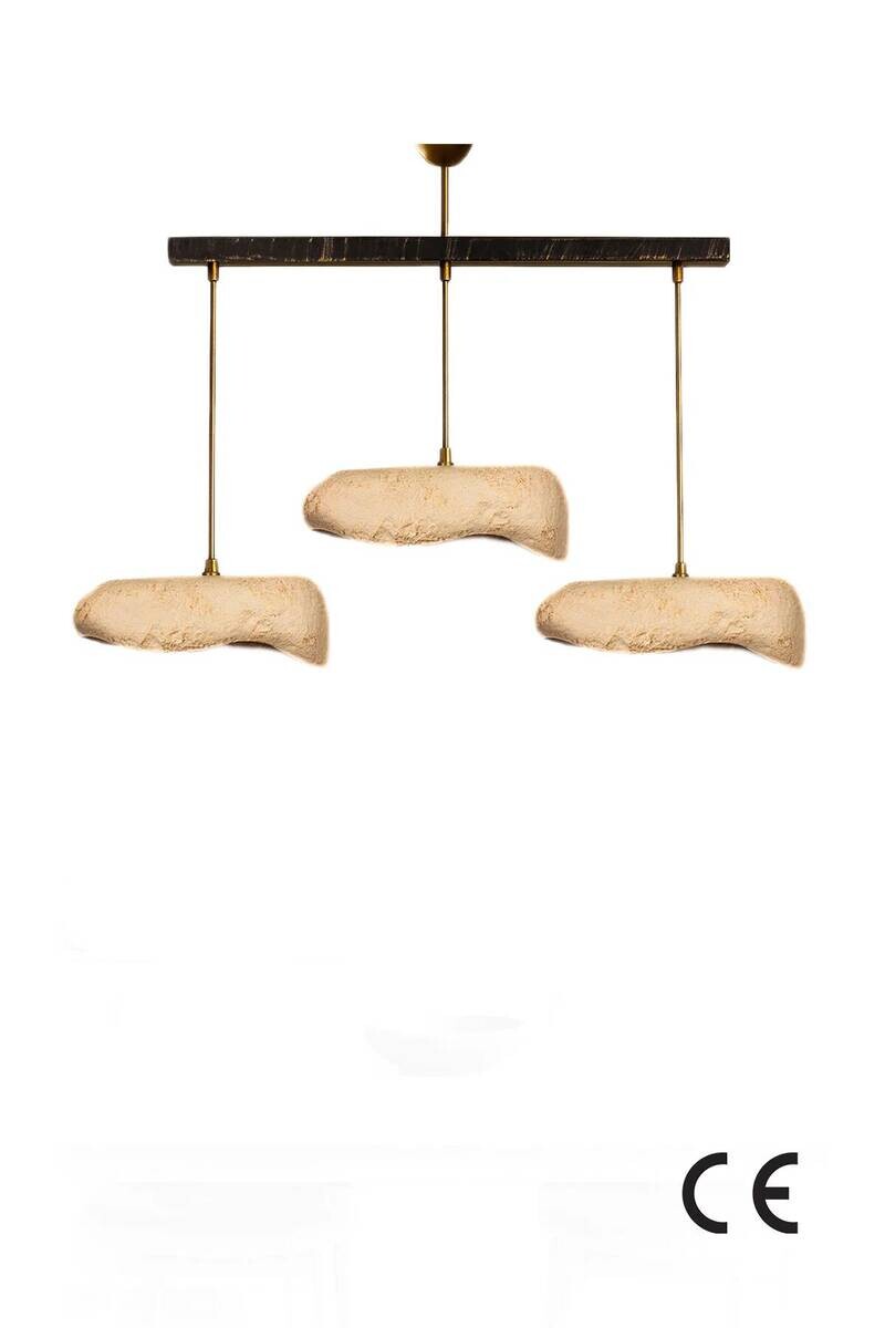 Pendelleuchte creme Metall Beton B/H/L/D: ca. 32x62x32x32 cm E27 3 Brennstellen