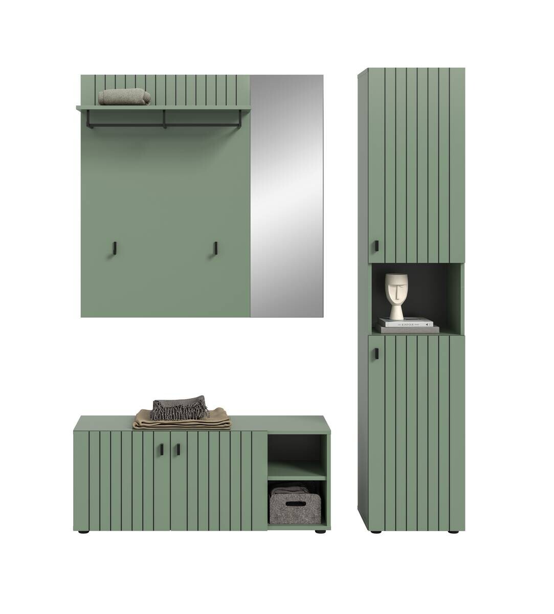 Garderobenset STATION grün B/H/T: ca. 161x192x37 cm