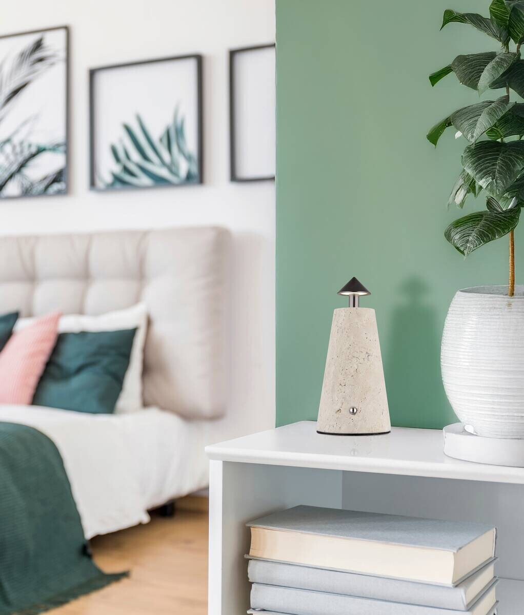 GLOBO LED-Tischleuchte grau schwarz Chrom Kunststoff Metall Stein H/D: ca. 19x9 cm 1 Brennstellen