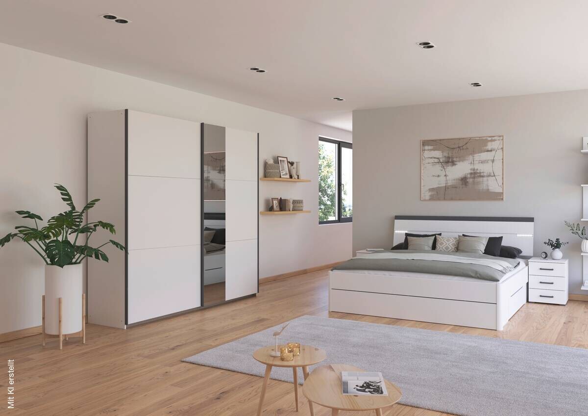 Bettanlage Corvo Alpinweiß B/H/T: ca. 265x102x215 cm Liegefläche B/L: ca. 180x200 cm